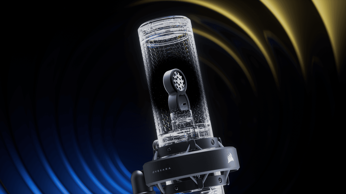 Cận cảnh củ mic condenser 25mm trên microphone CORSAIR VOXARA