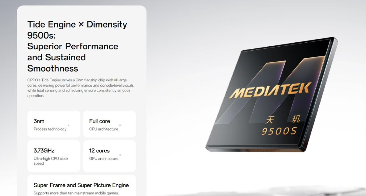 OPPO Find X10E dùng chip Dimensity 9500s
