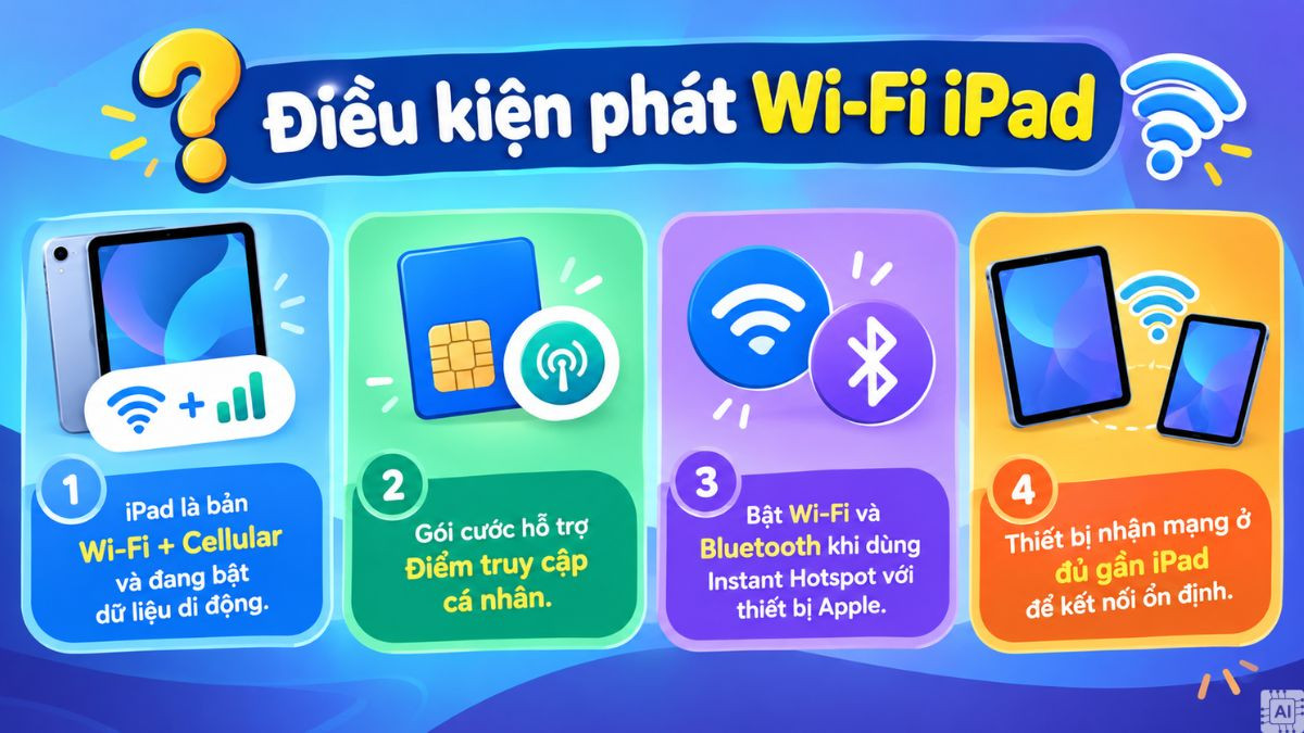 Điều kiện để phát WiFi trên iPad