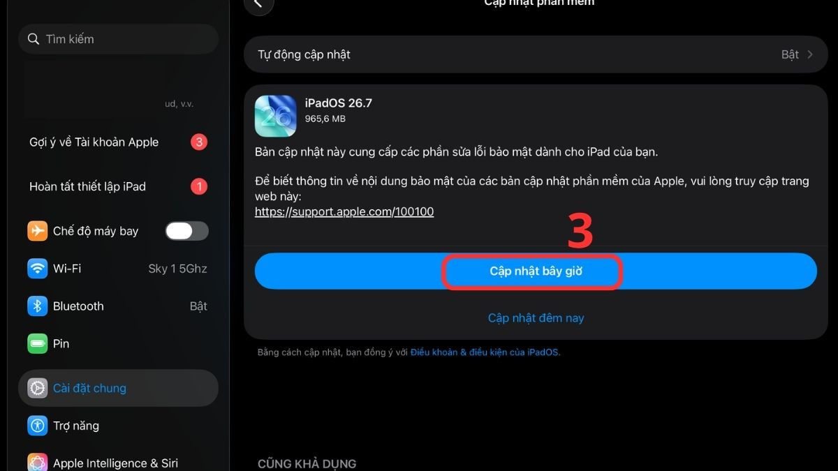 Kiểm tra cập nhật hệ điều hành iPadOS