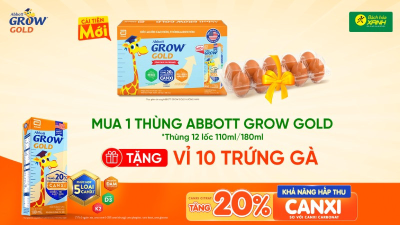Mua 1 thùng Abbott Grow Gold tặng vỉ trứng 10 quả
