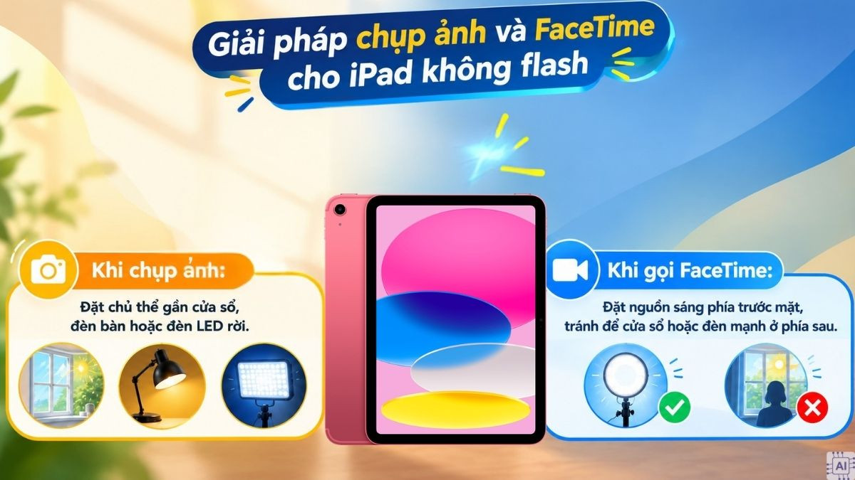 Chụp ảnh và FaceTime cho iPad không flash