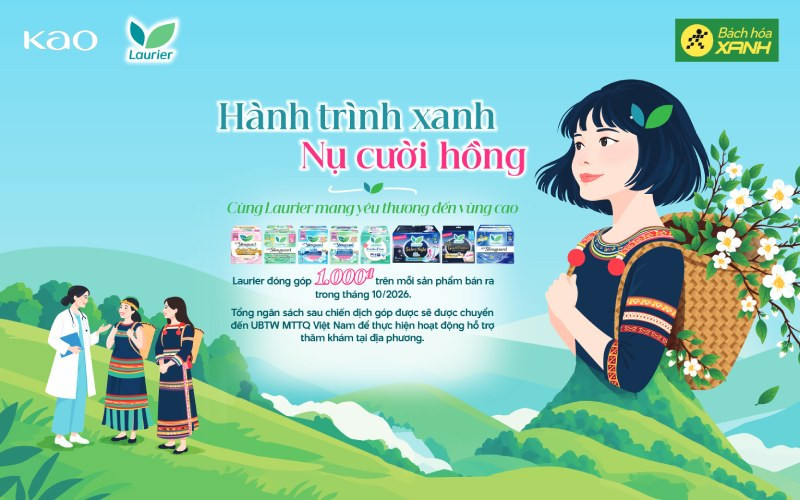 Hành Trình Xanh - Nụ Cười Hồng: Mua Laurier góp 1.000Đ vì phụ nữ
