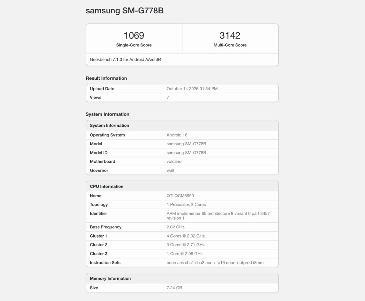 Máy được thử nghiệm hiệu năng trên Geekbench
