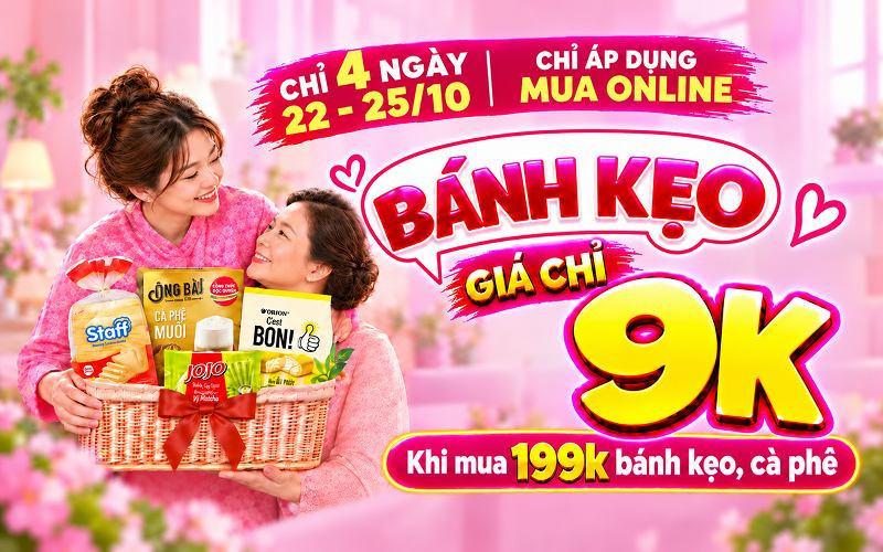 Chương trình Vua Bánh Hộp đồng giá 9K tại Bách hóa XANH