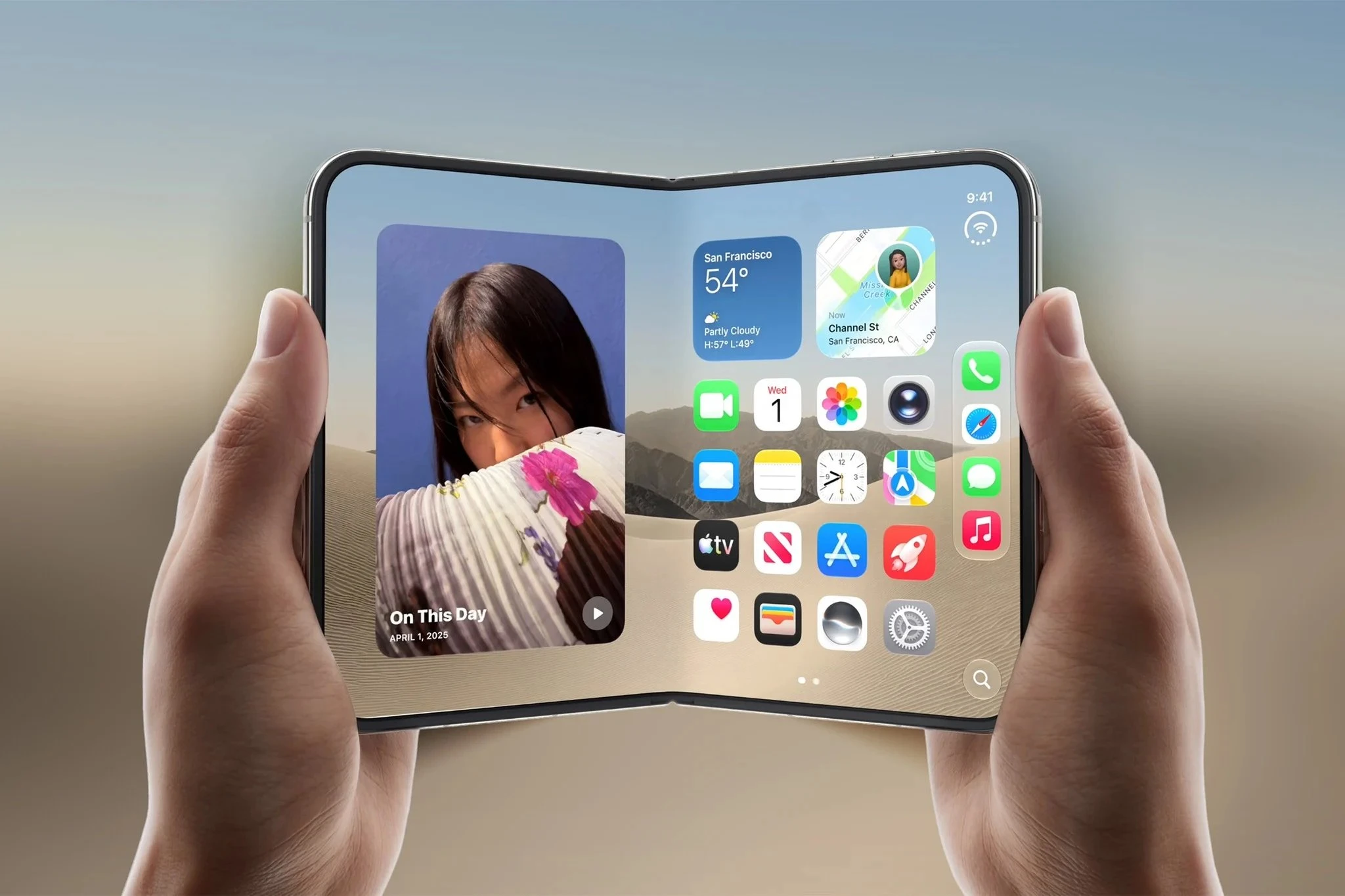 Màn hình gập và thiết kế bản lề trên iPhone Duo