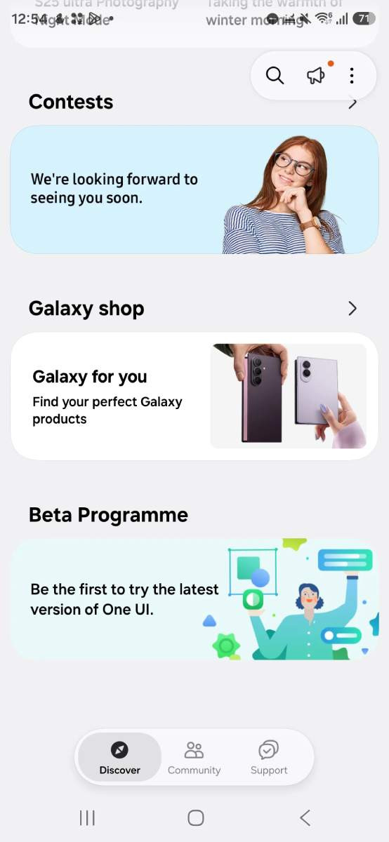 Giao diện ứng dụng Samsung Members cập nhật mới