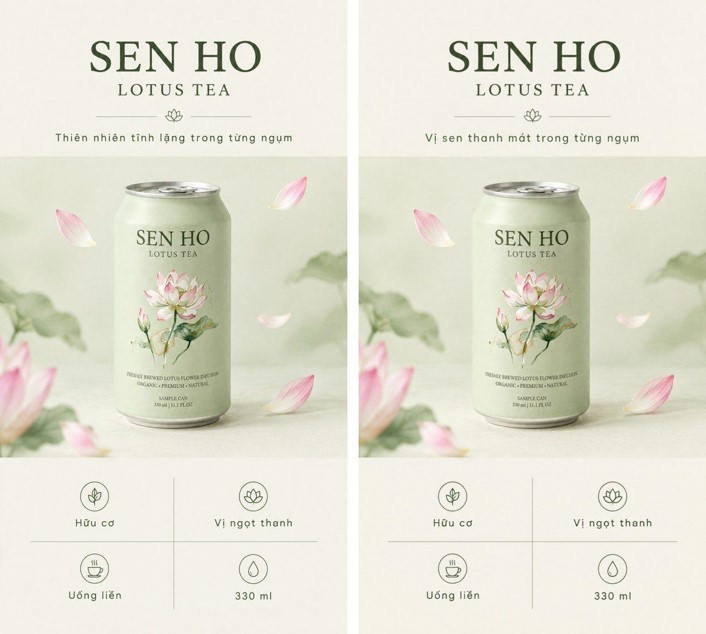 Hai bản poster trước và sau khi chỉnh sửa chữ trên Lovart