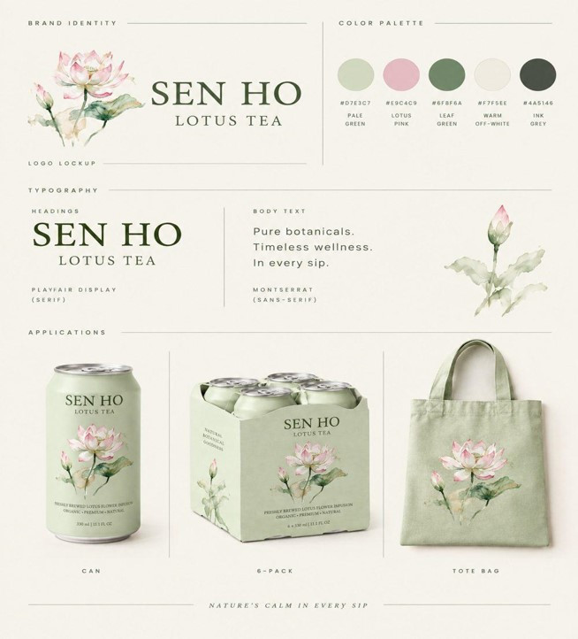 Bộ ảnh thương hiệu giả định Sen Ho do Lovart tạo