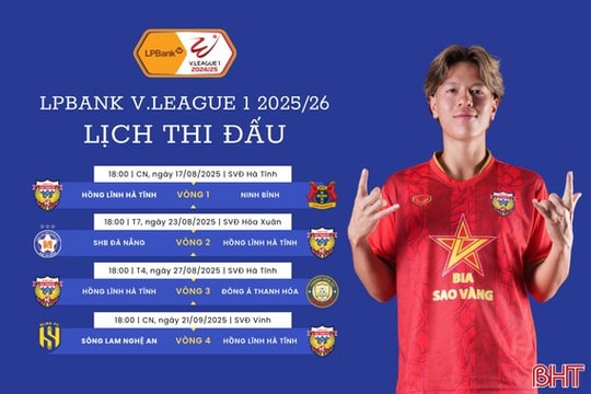 Lịch thi đấu chính thức của Hồng Lĩnh Hà Tĩnh mùa giải V.League 2025/26