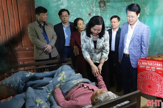 Lãnh đạo tỉnh tặng quà Tết gia đình chính sách, chúc thọ người cao tuổi