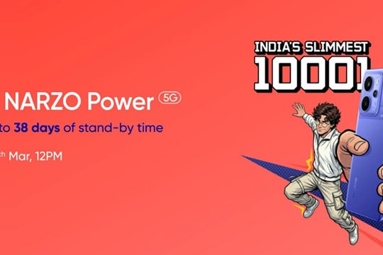 realme Narzo Power 5G ra mắt ngày 5/3: Pin 10,001mAh và màn hình siêu sáng 6500 nits