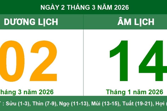 Lịch âm dương ngày 2/3/2026: Lưu ý ngày Nguyệt Kỵ và các khung giờ hoàng đạo