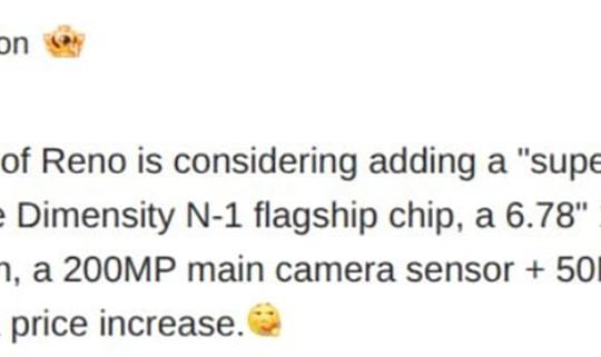 Lộ diện OPPO Reno16 Pro Max: Màn hình LTPO 1.5K, camera 200MP và chip flagship