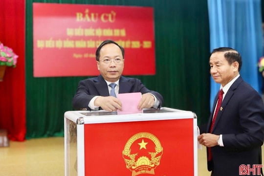 Bí thư Tỉnh ủy Nguyễn Duy Lâm bỏ phiếu bầu cử tại nơi cư trú