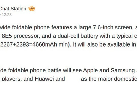 Cận cảnh Samsung Galaxy Wide Fold: Màn hình 7.6 inch tỷ lệ 4:3 và pin 4.800 mAh