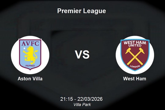 Nhận định Aston Villa vs West Ham - Premier League: Cuộc chiến hai đầu bảng xếp hạng