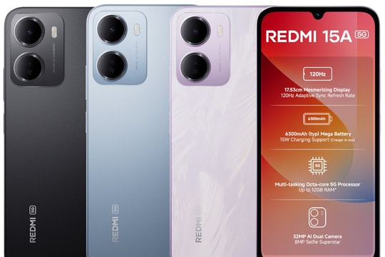 Redmi 15A 5G trình làng: Pin khủng 6300 mAh, màn hình 120Hz và giá từ 3.61 triệu đồng