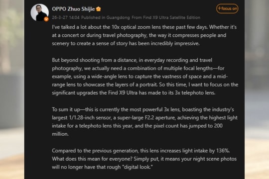 OPPO Find X9 Ultra trang bị camera tele 200MP vượt trội so với vivo X300 Ultra