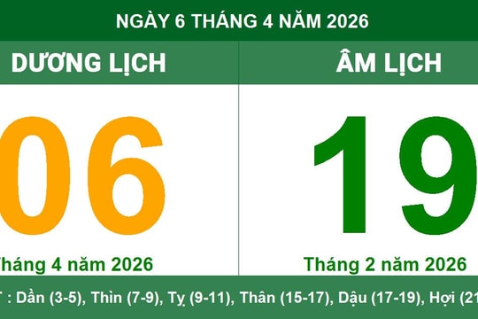 Lịch Âm Dương ngày 6/4/2026: Ngày tốt cho khởi công, cần lưu ý tranh cãi