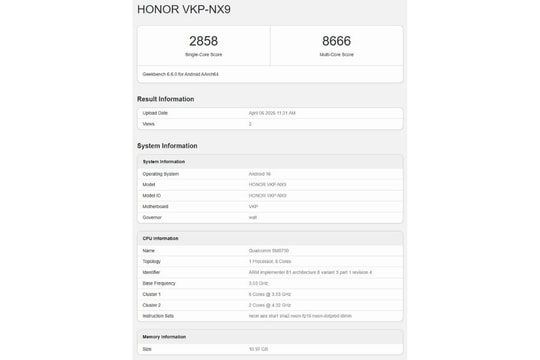 Giải mã HONOR 600 Pro qua Geekbench: Chip Snapdragon 8 Elite và bước nhảy vọt pin 9.000 mAh