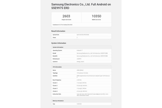 Rò rỉ sức mạnh chip Exynos 2700: Samsung thay đổi kiến trúc để bứt phá hiệu năng