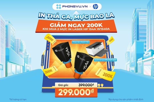 Phong Vũ ưu đãi giảm 200.000 đồng khi mua combo mực in Laser HP 154A chính hãng