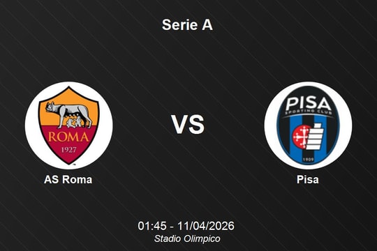 Nhận định AS Roma vs Pisa - Serie A: Cơ hội bứt phá tại Stadio Olimpico