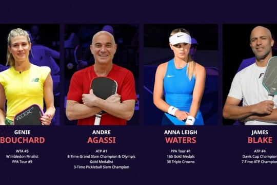 Eugenie Bouchard đối đầu huyền thoại Andre Agassi tại giải Pickleball Slam 4 ở Hollywood