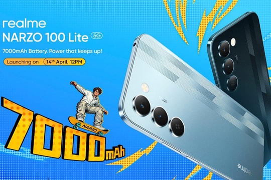 realme Narzo 100 Lite 5G ra mắt ngày 14/4: Pin 7.000 mAh và màn hình 144Hz
