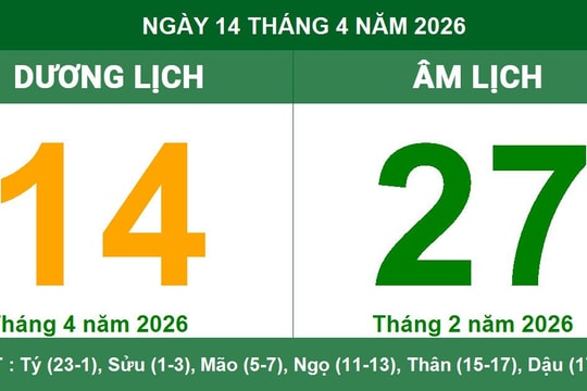 Lịch âm dương ngày 14/04/2026: Chi tiết giờ hoàng đạo và lưu ý ngày Tam Nương