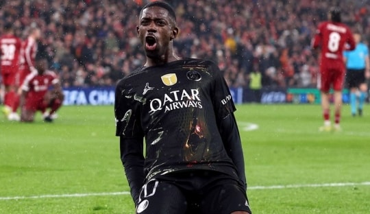 Ousmane Dembele lập cú đúp, PSG loại Liverpool khỏi Champions League tại Anfield