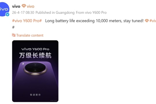 vivo Y600 Pro lộ diện với pin 10.000 mAh: Kỷ lục năng lượng mới của thương hiệu vivo