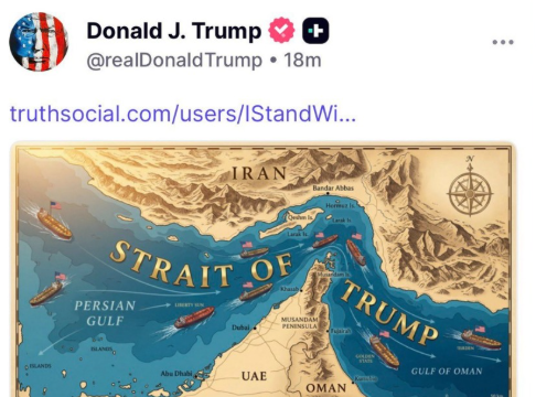 Ông Trump sửa hình eo biển Hormuz thành 'eo biển Trump'