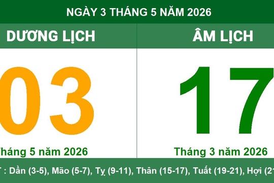 Lịch Âm Dương ngày 3/5/2026: Giờ hoàng đạo và lưu ý phong thủy quan trọng