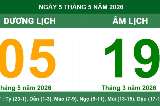 Lịch Âm Dương ngày 5/5/2026: Ngày Tốc Hỷ, ưu tiên thực hiện công việc buổi sáng