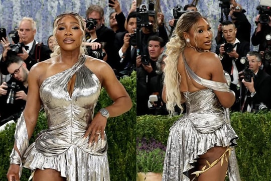 Serena Williams gây tranh cãi với trang phục phối vàng bạc tại Met Gala