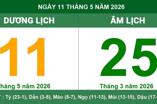 Lịch Âm Dương ngày 11/05/2026: Ngày Tốc Hỷ mang lại tài lộc và tin vui