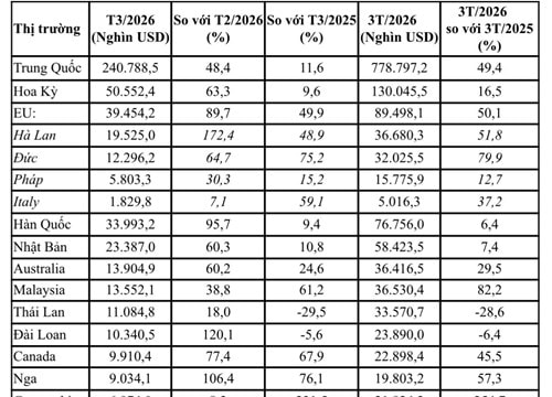 Xuất khẩu rau quả quý I/2026 đạt 1,527 tỷ USD, tăng trưởng mạnh tại các thị trường lớn