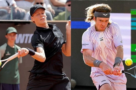Jannik Sinner áp đảo Andrey Rublev để tiến vào bán kết Rome Masters 2026