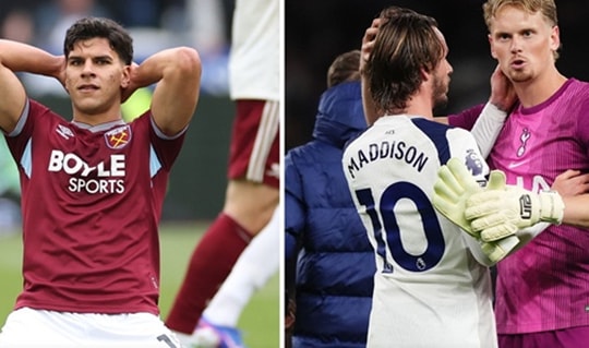 Tottenham và kịch bản trụ hạng đầy rủi ro trước sức ép từ West Ham