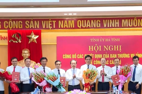 Ban Thường vụ Tỉnh ủy Hà Tĩnh công bố 6 quyết định về công tác cán bộ