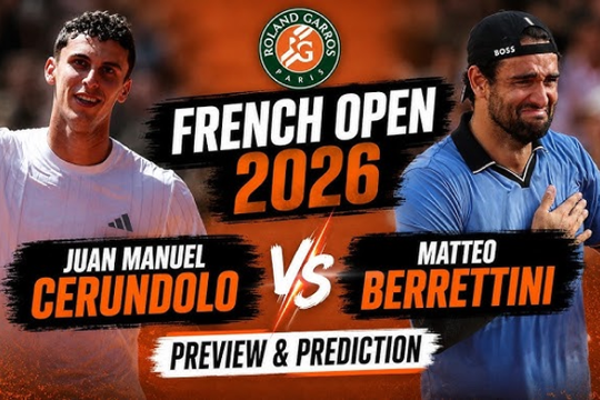 Roland Garros 2026: Matteo Berrettini đối đầu Cerundolo, Sabalenka đại chiến Osaka