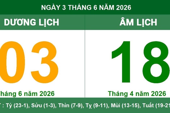 Lịch Âm Dương ngày 3/6/2026: Chi tiết giờ Hoàng Đạo và hướng xuất hành