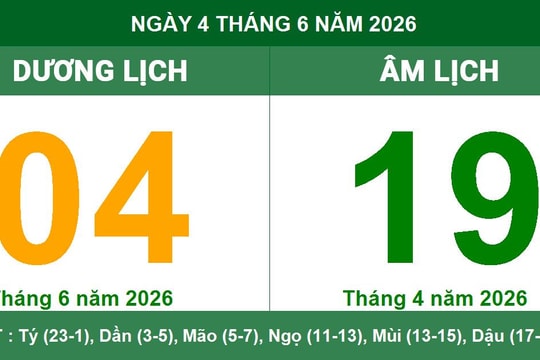 Lịch Âm Dương ngày 4/6/2026: Xem giờ hoàng đạo và lưu ý ngày Tốc Hỷ