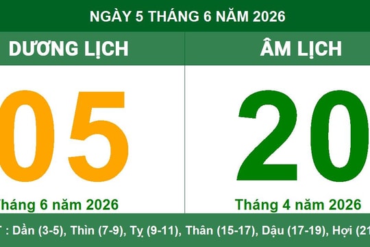 Lịch Âm Dương ngày 5/6/2026: Xem giờ hoàng đạo và những lưu ý quan trọng