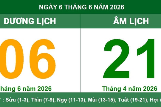 Lịch Âm Dương ngày 6/6/2026: Ngày Tiểu Cát hanh thông cho khởi sự và cầu tài