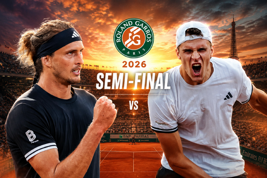 Bán kết Roland Garros 2026: Alexander Zverev đấu Jakub Mensik, kịch tính derby nước Ý