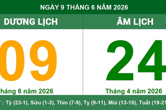 Lịch âm dương ngày 09/06/2026: Ngày cát để thu hoạch và tích lũy tài lộc