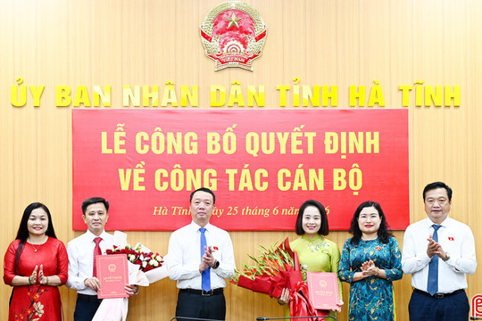 Công bố quyết định bổ nhiệm các Phó Giám đốc Sở KH&CN, Sở Tư pháp Hà Tĩnh